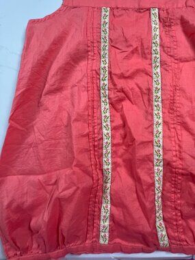 Llum sleeveless coral peasant blouse sz 10 pleats back buttons ribbon trim